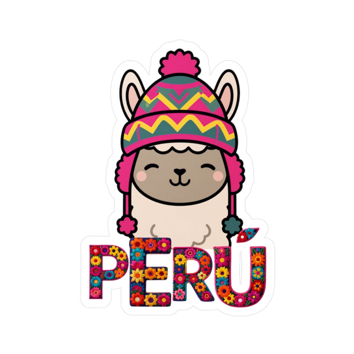Best Peru Chullo Llama Sticker USA Waterproof Vinyl Decal