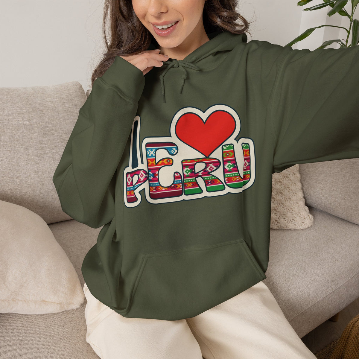 Best I Love Peru Hoodie - Colorful Andean Textile Gift