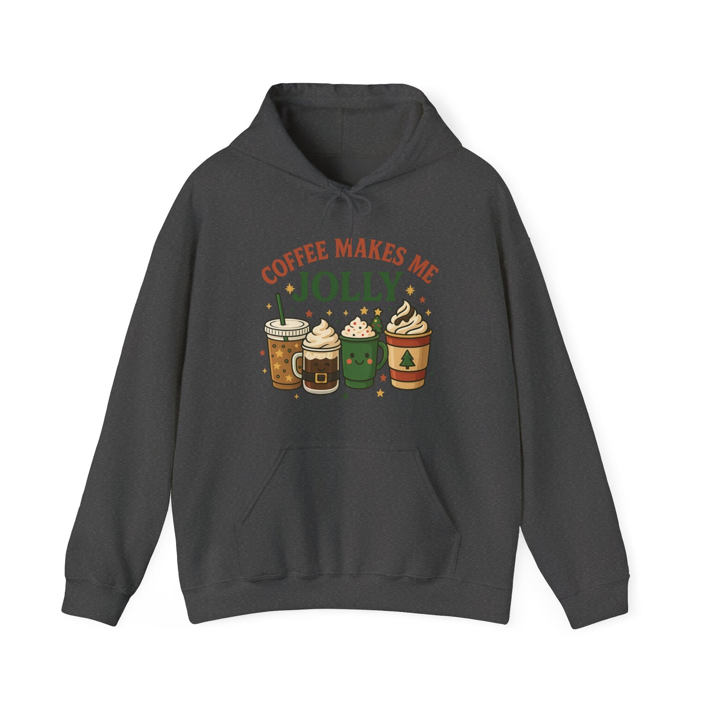 Coffee Makes Me Jolly Hoodie USA 🎄 – Unisex Holiday Coffee Hoodie for Coffee Lovers