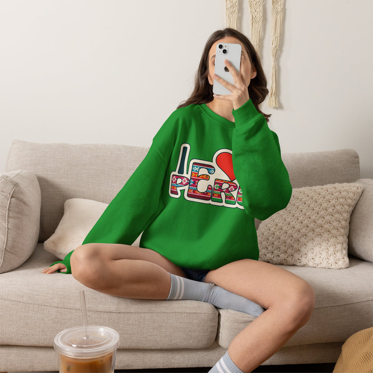 Best I Love Peru Sweatshirt - Andean Textile Crewneck Gift