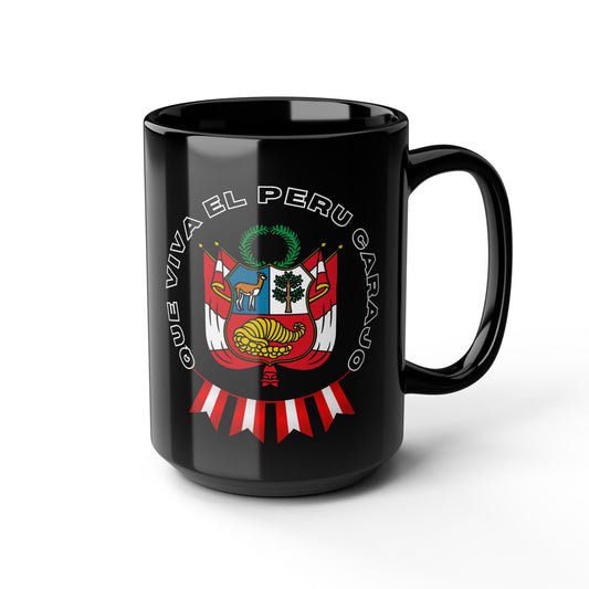 Peruvian Coffee Black Mug (11oz, 15oz) "PERU Escarapela"