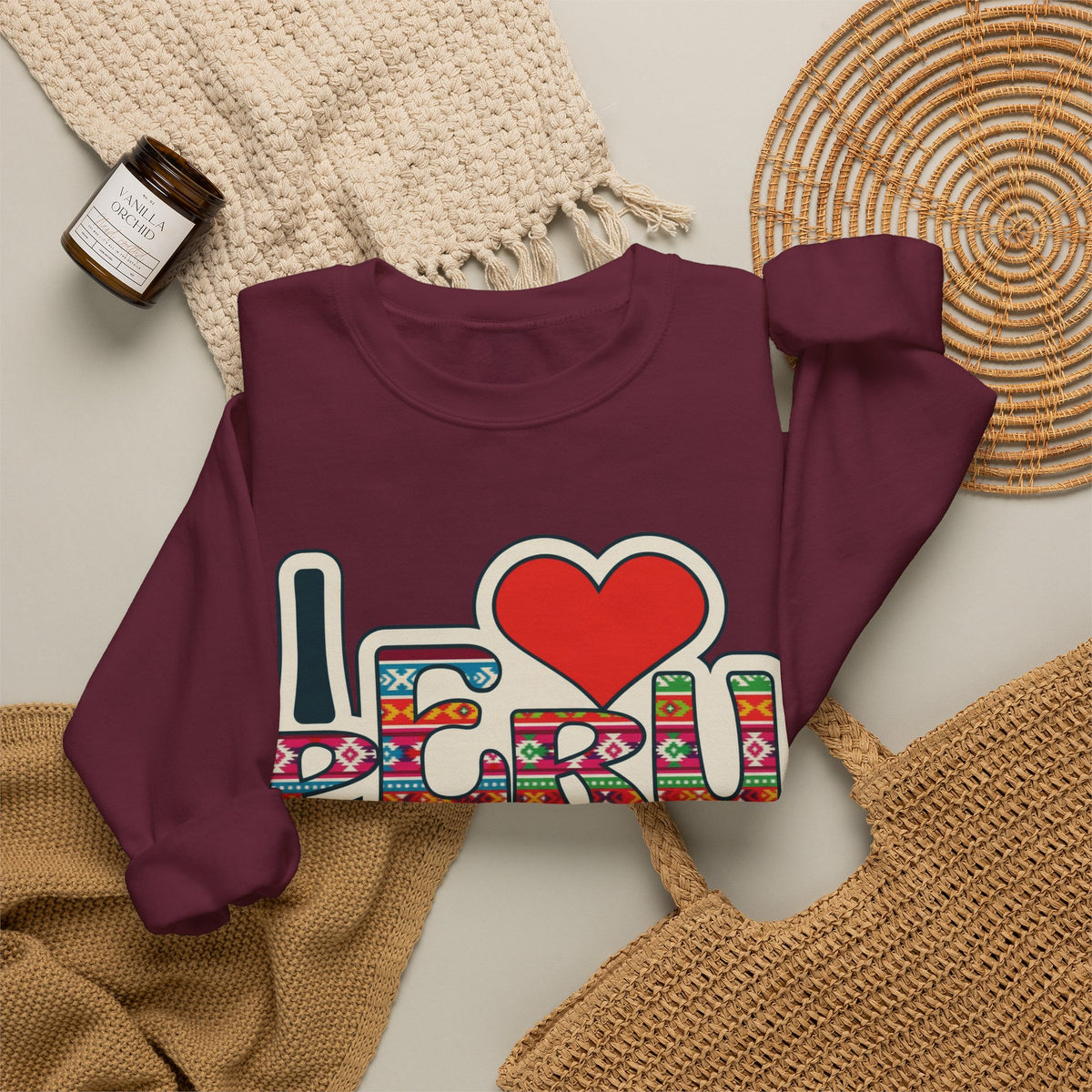 Best I Love Peru Sweatshirt - Andean Textile Crewneck Gift