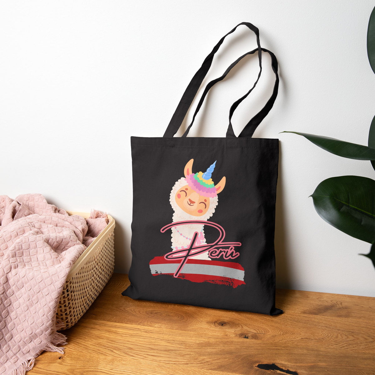 Best Peruvian Canvas Tote Bag "Llama Rainbow"
