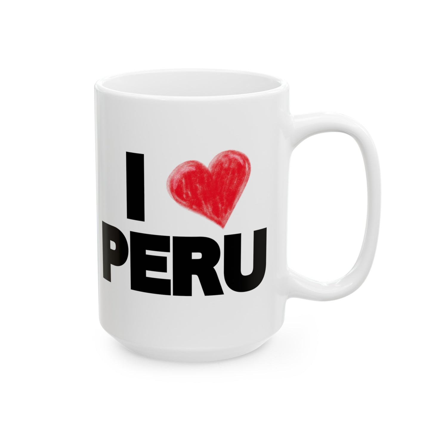 Best Peruvian Ceramic Coffee Mug, (11oz, 15oz) "I Love Peru"