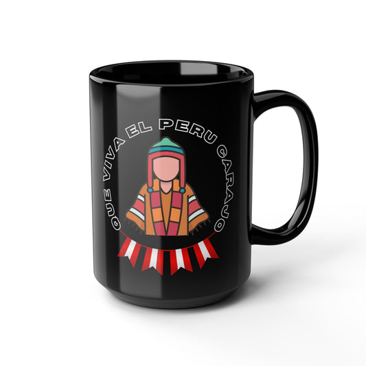 Best Peruvian Coffee Black Mug (11oz, 15oz) "Que Viva El PERU Carajo"