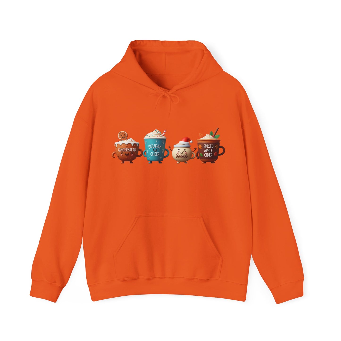 Holiday Drinks Hoodie USA 🎄☕ – Unisex Hoodie with Gingerbread, Eggnog & Cider