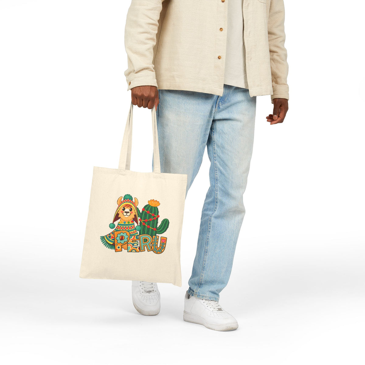 Best Peru Llama Cactus Canvas Tote Bag