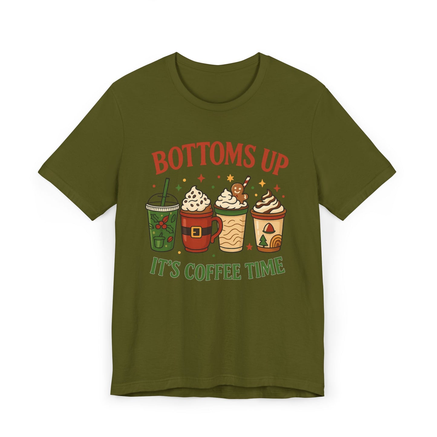 ☕ Bottoms Up It’s Coffee Time Unisex T-Shirt USA | Coffee Lovers Tee