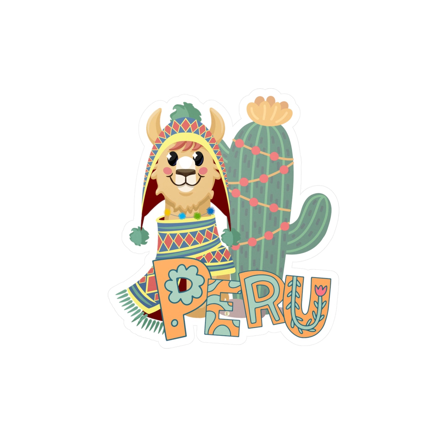 Best Peru Llama Chullo Sticker USA Waterproof Vinyl Decal