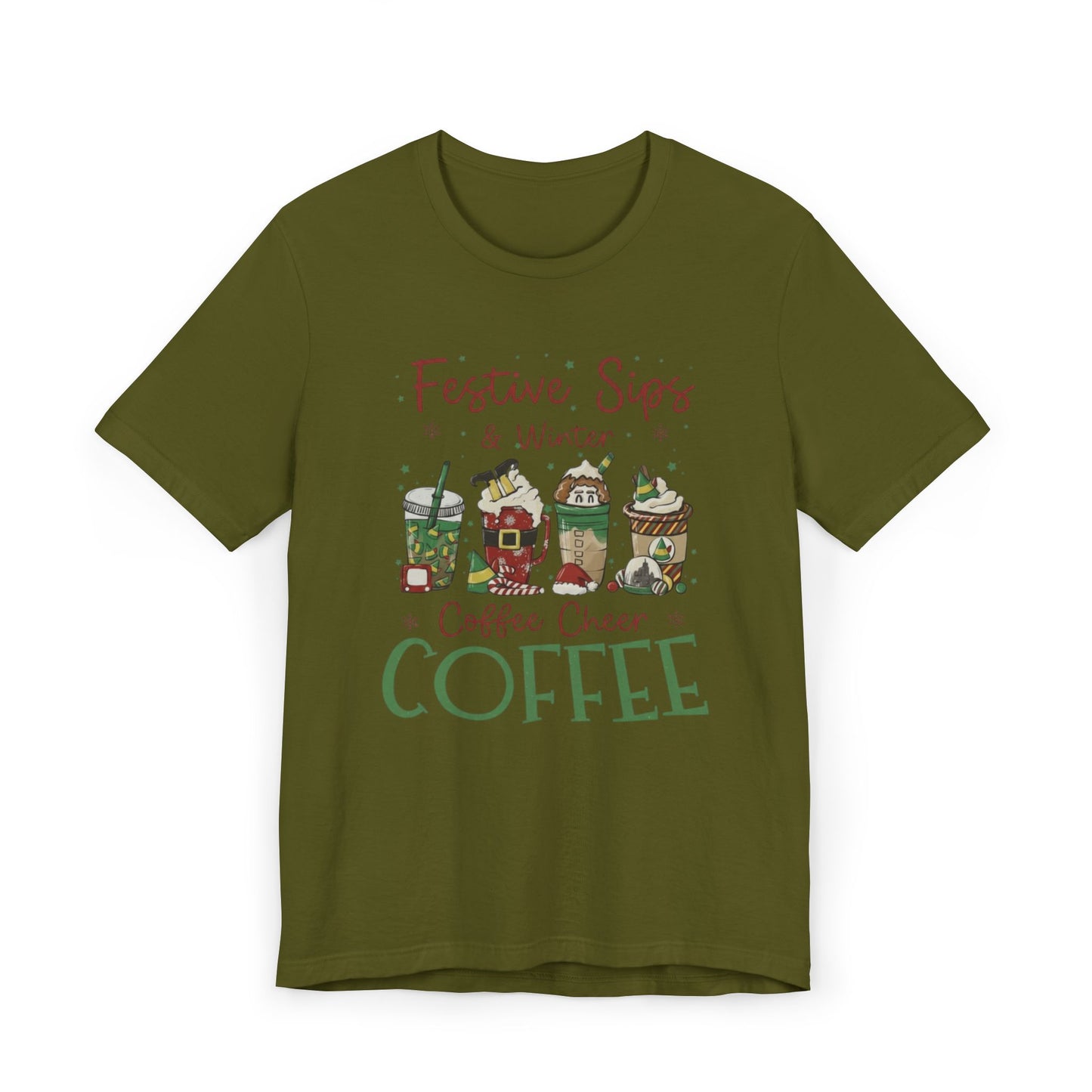❄️☕ Festive Sips & Winter Coffee Cheer T-Shirt USA | Holiday Coffee Tee