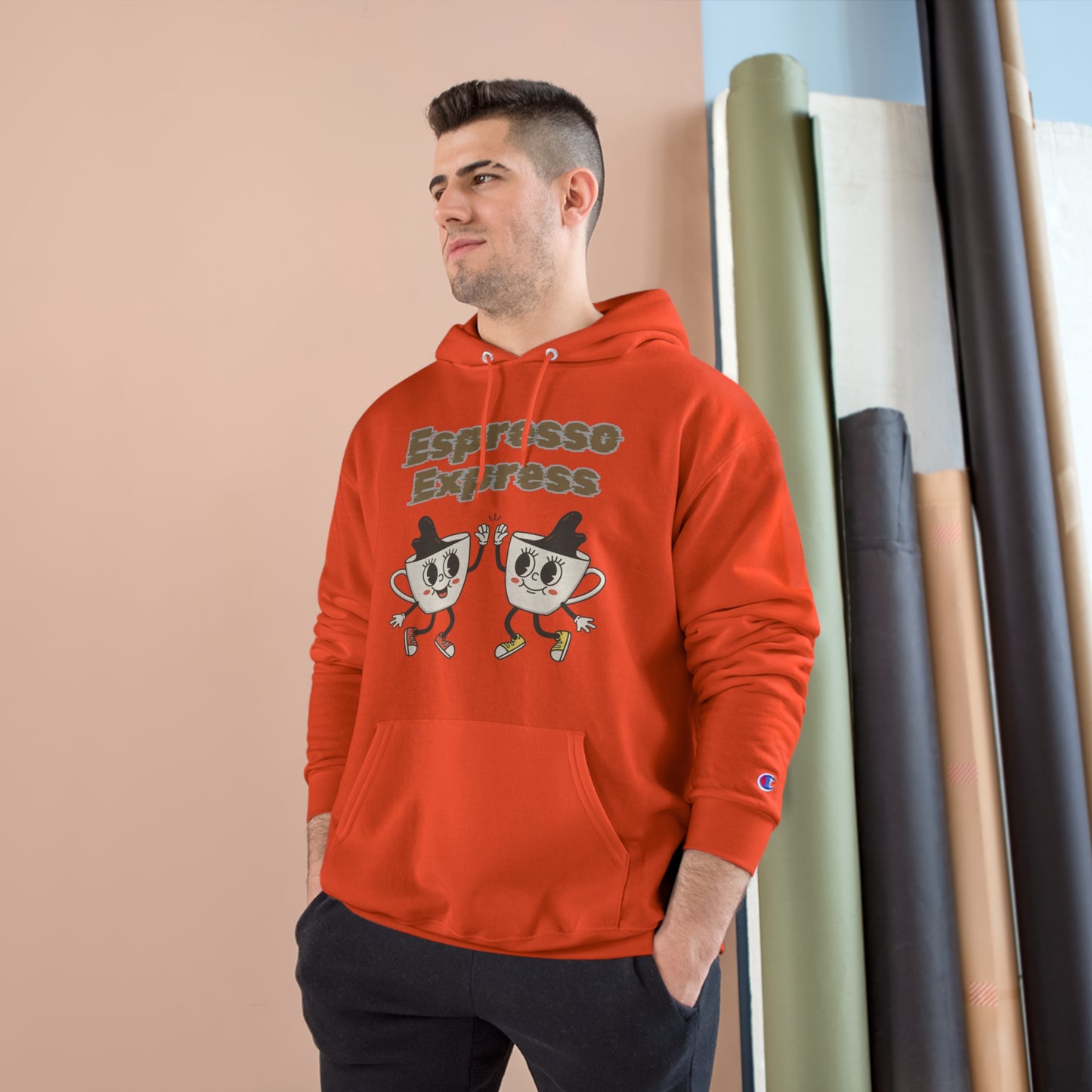 The High-Five Espresso Customized Champion Coffee Hoodie: Hug in a Mug