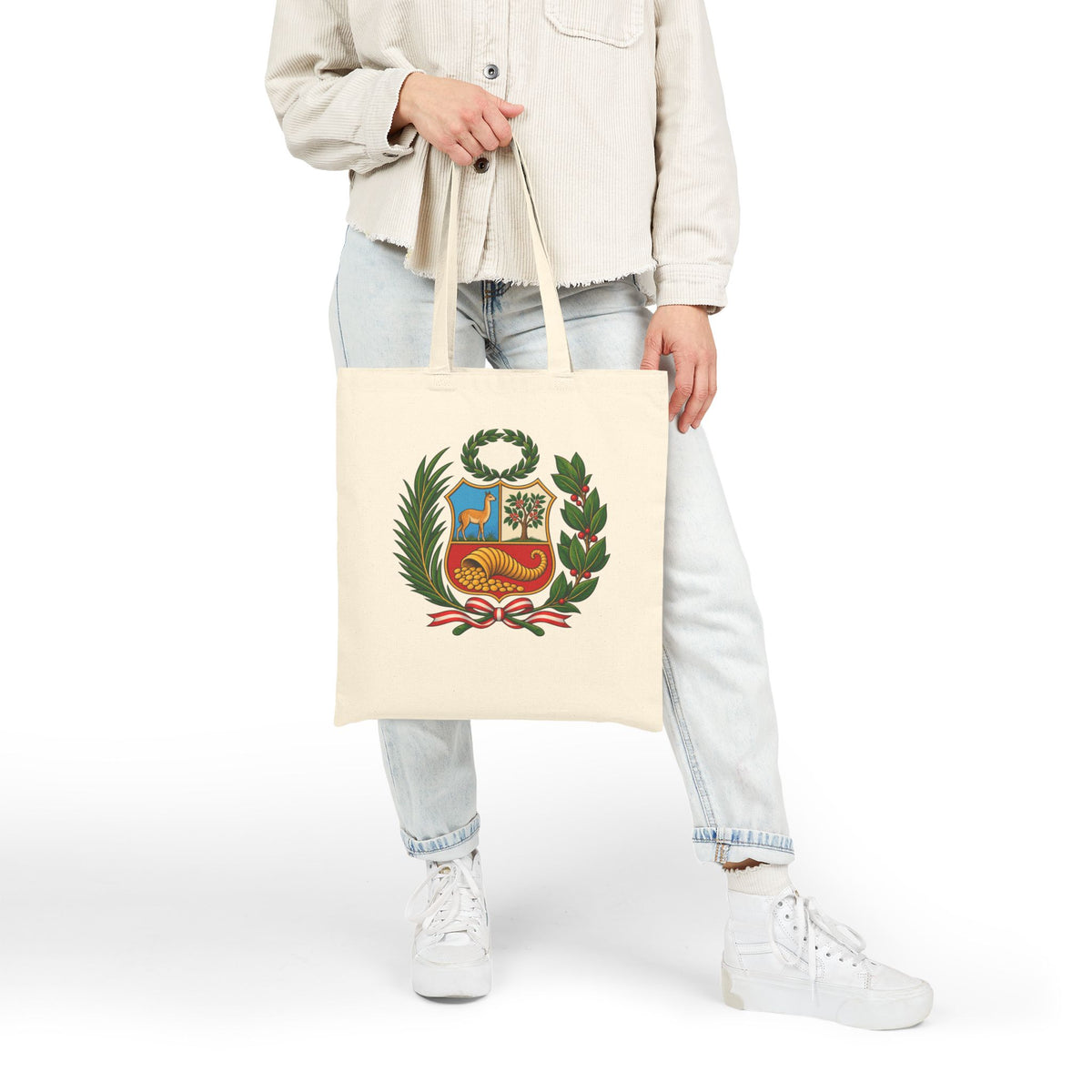 Best Peru Coat of Arms Tote Bag - Escudo Canvas Gift