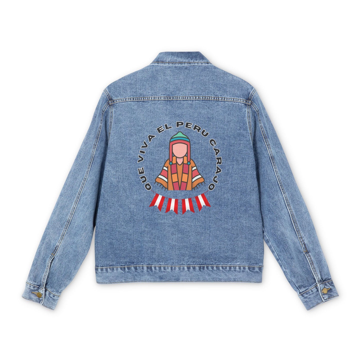 Best Peruvian Men's Denim Jacket "Que Viva el PERU Carajo"