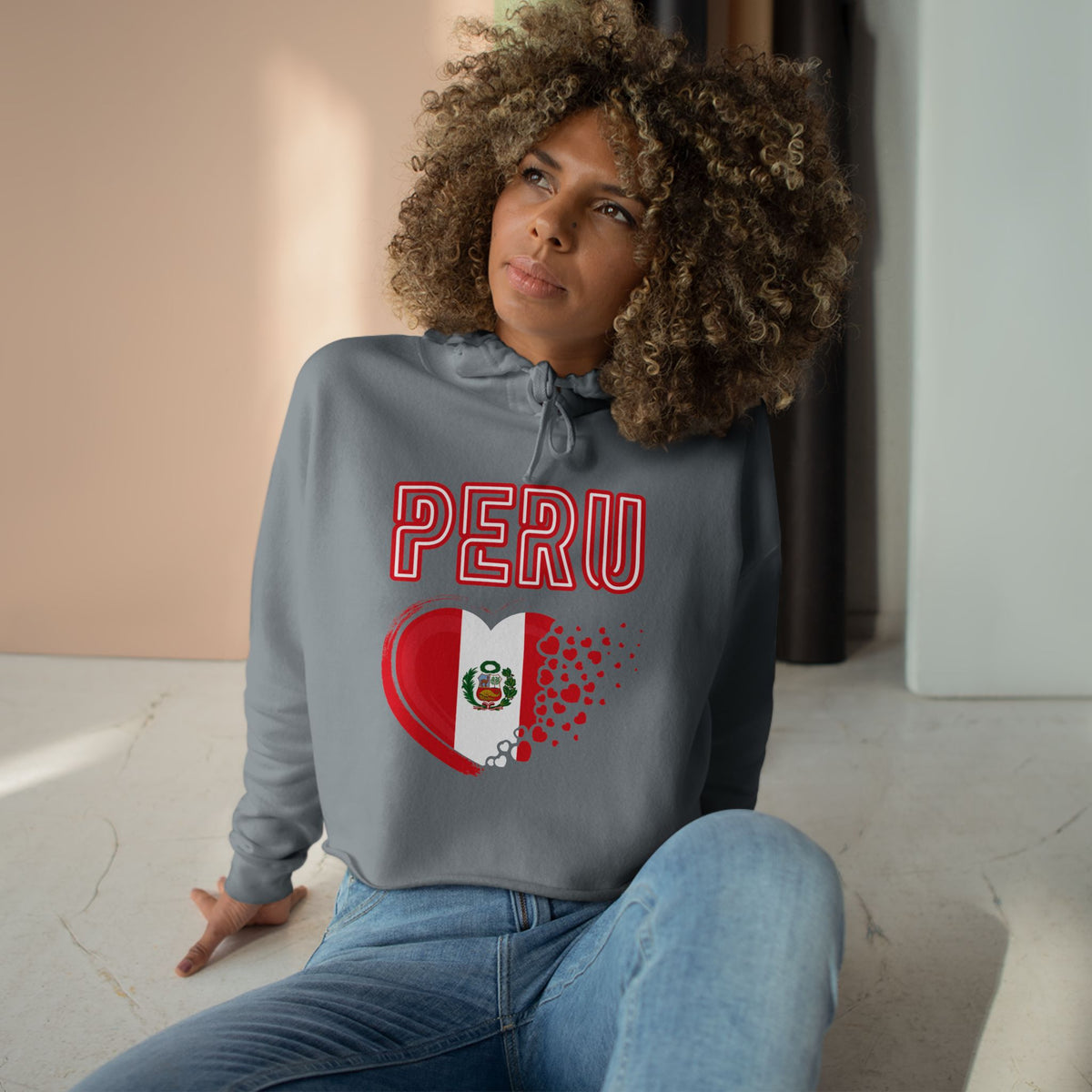 Best Peru Flag Heart Crop Hoodie - Peruvian Love Gift