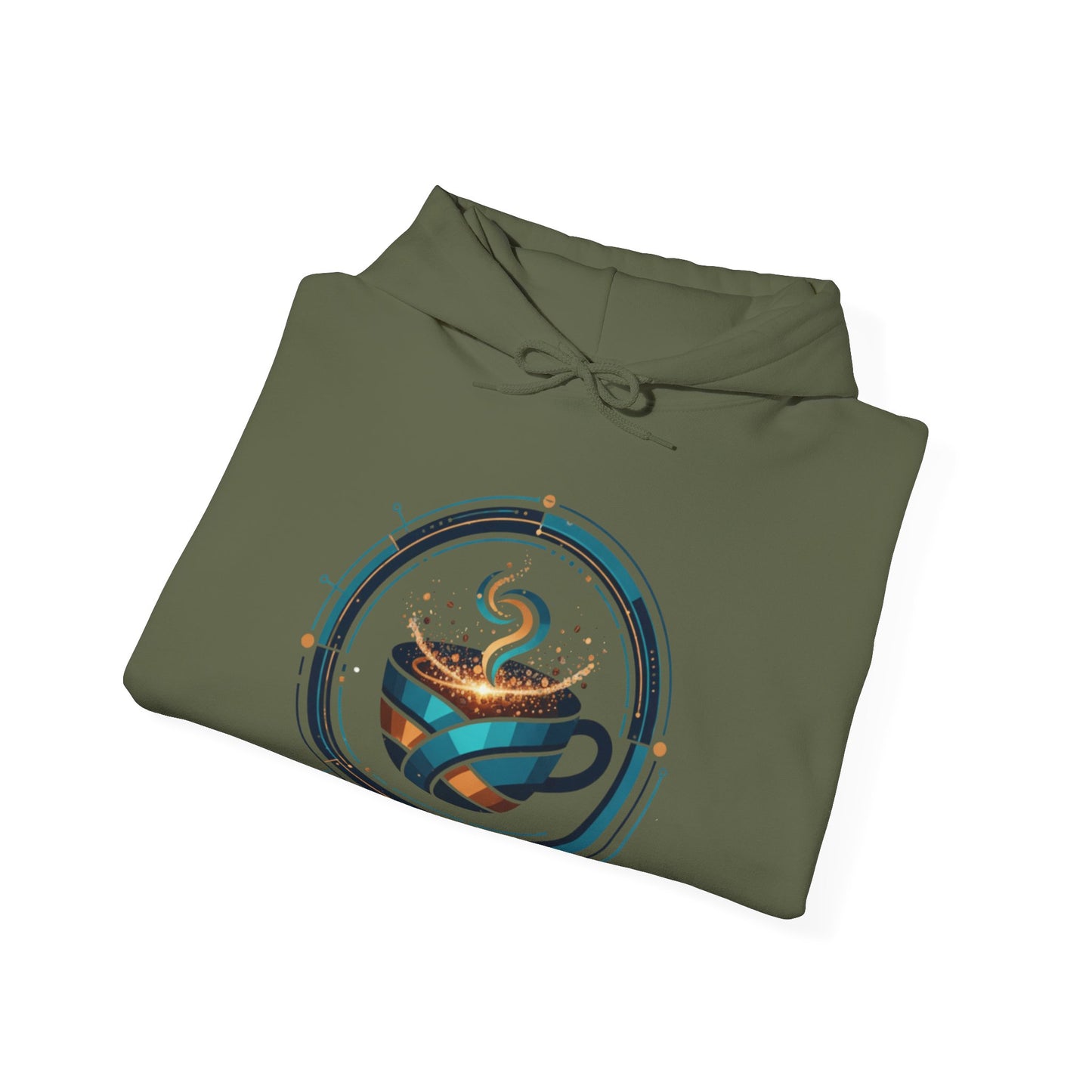 🔵☕ Futuristic Coffee Cup Hoodie USA | Tech-Inspired Coffee Hoodie