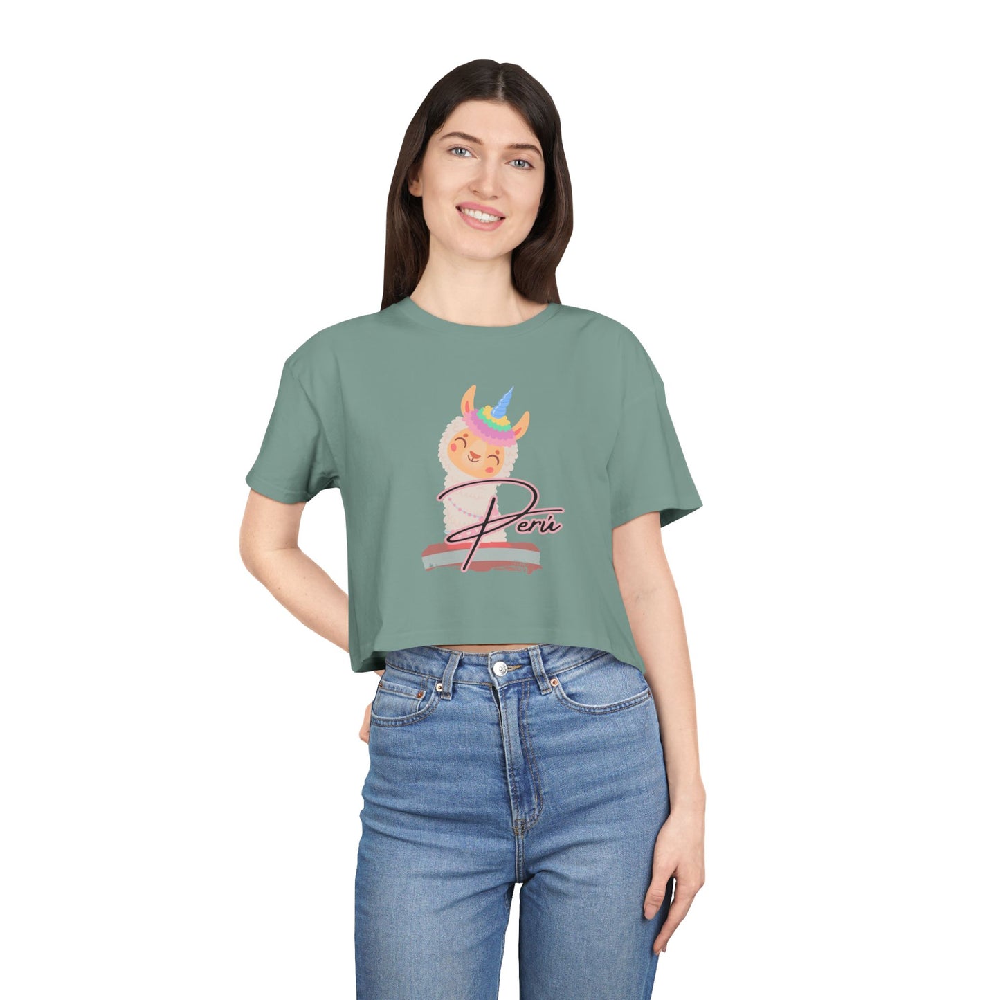 Best Peru Llama Unicorn Crop Top | Peruvian Gift USA