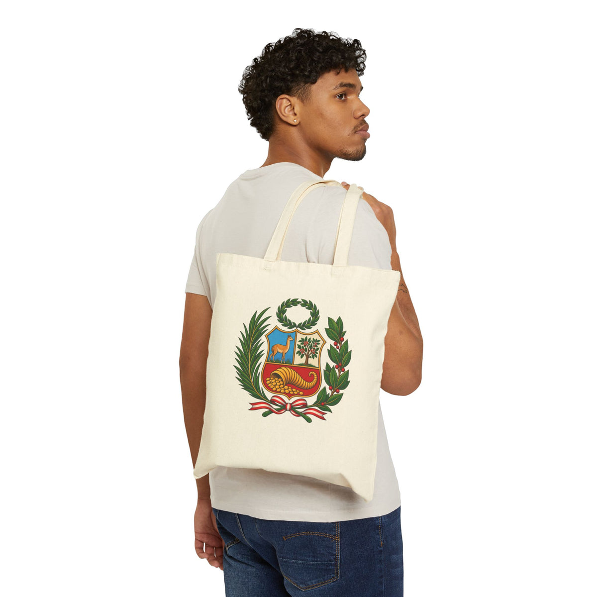 Best Peru Coat of Arms Tote Bag - Escudo Canvas Gift