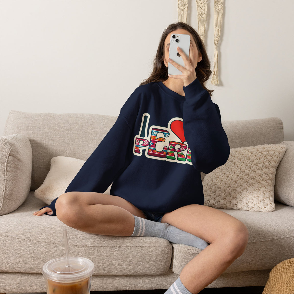 Best I Love Peru Sweatshirt - Andean Textile Crewneck Gift