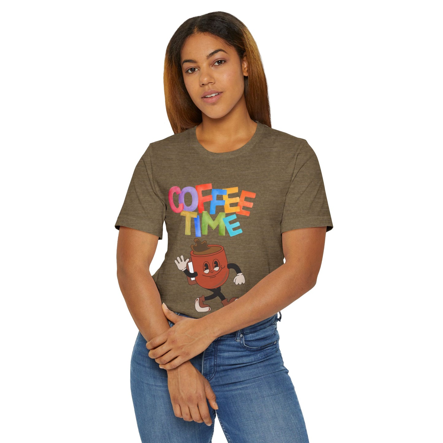 Coffee Time Retro T-Shirt – Fun Cartoon Coffee Cup Graphic Tee for Coffee Lovers (USA Only)