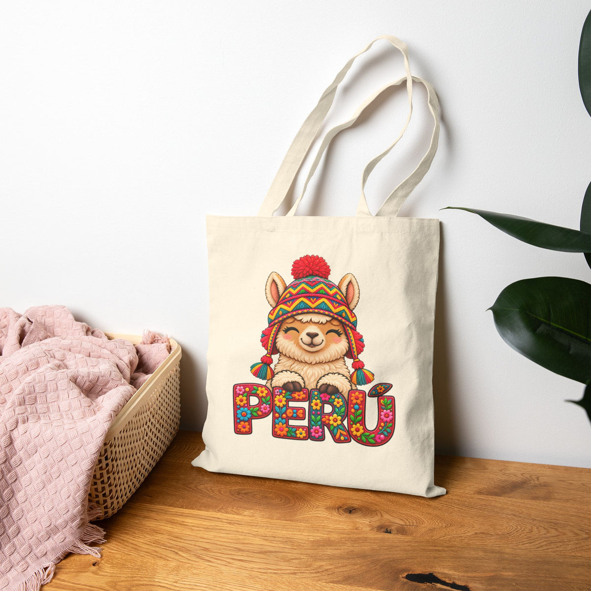 Best Floral Llama Peru Tote Bag - Cute Chullo Canvas Gift