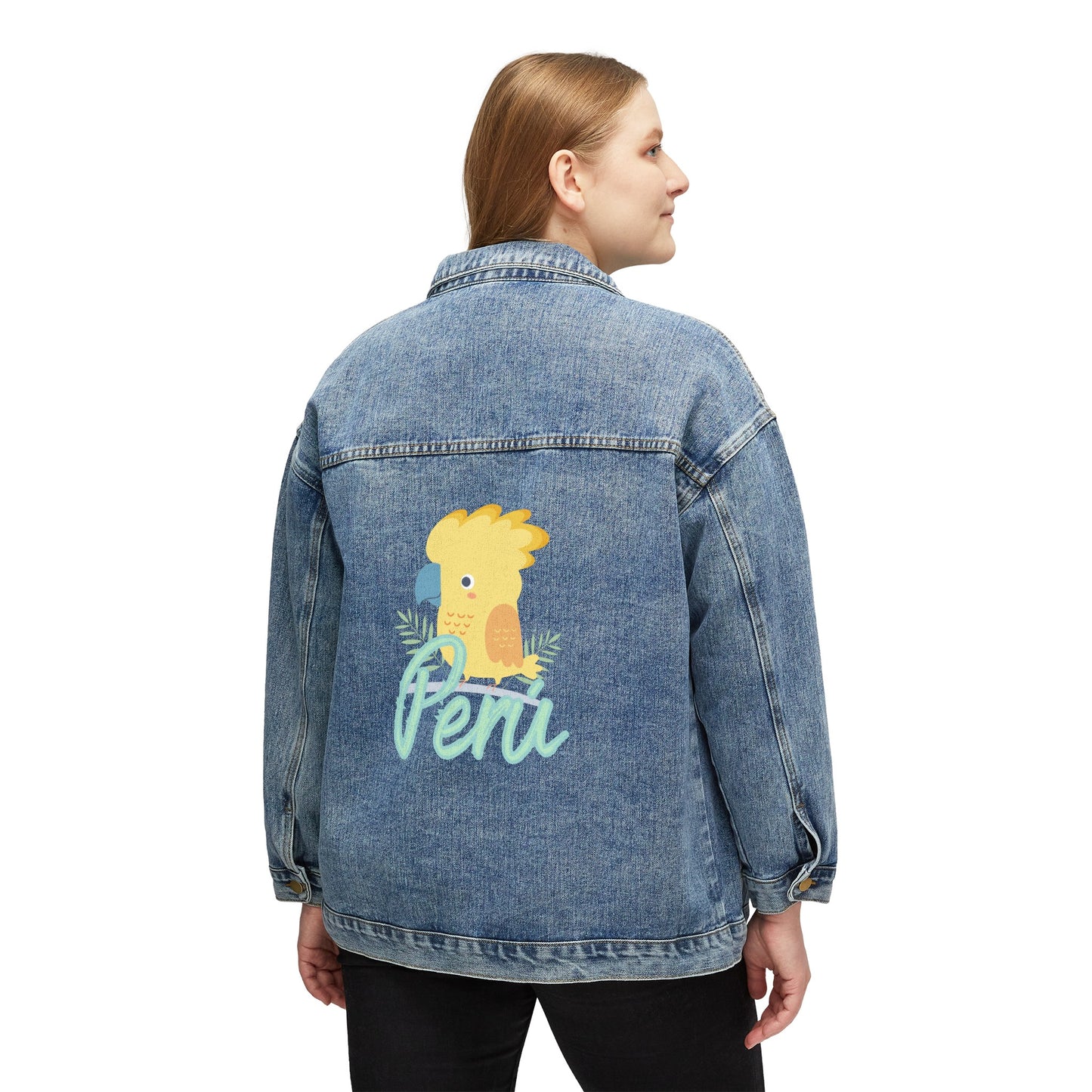 Peruvian Women's Denim Jacket "Gallito de Las Rocas"