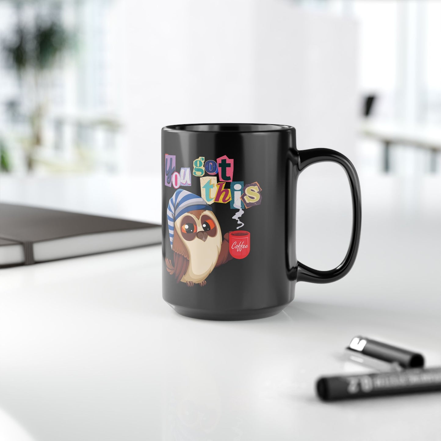 Best Black Coffee Mug with Sleepy Owl's Wake-Up Call: Midnight Motivator