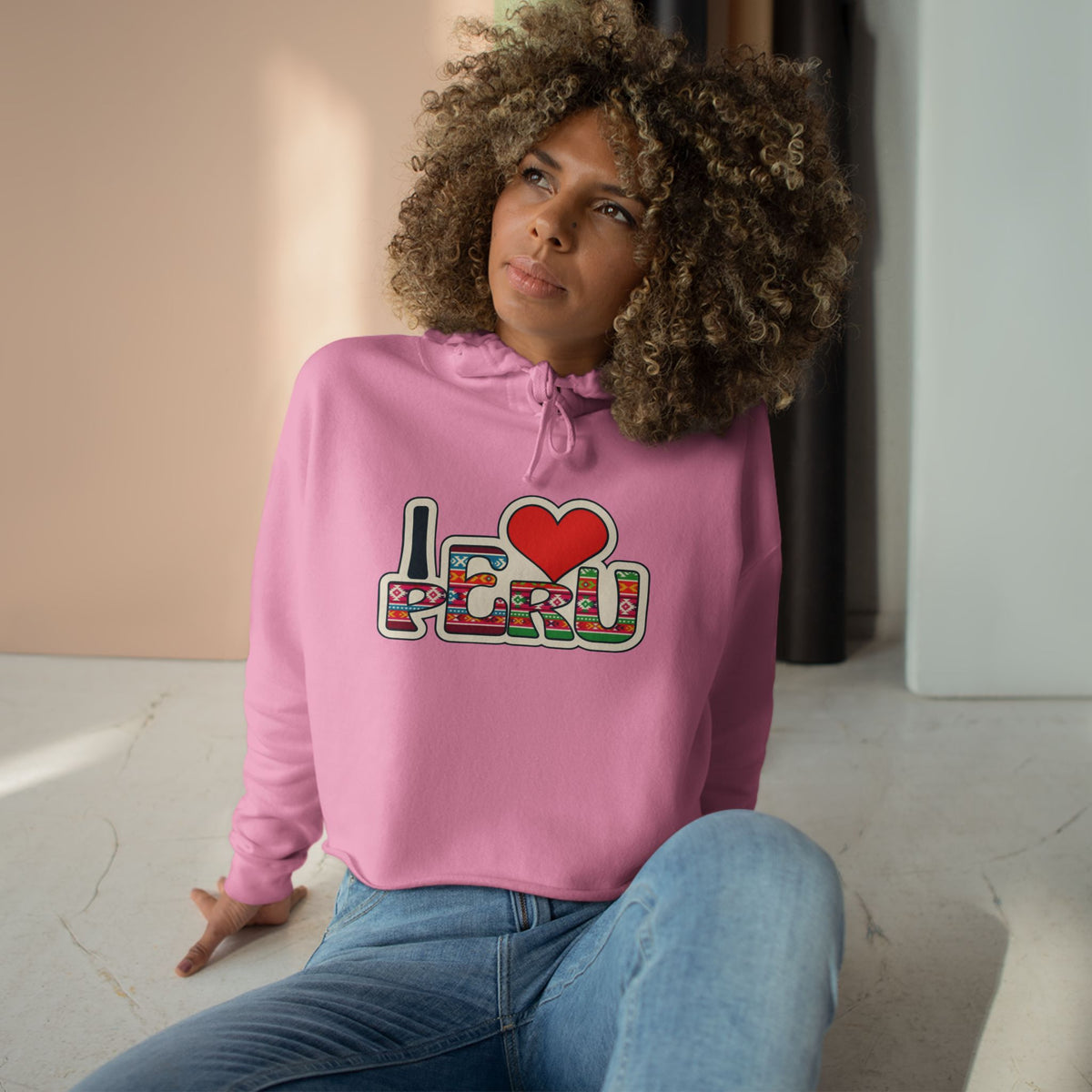 Best Andean Textile Peru Crop Hoodie - I Love Peru Gift
