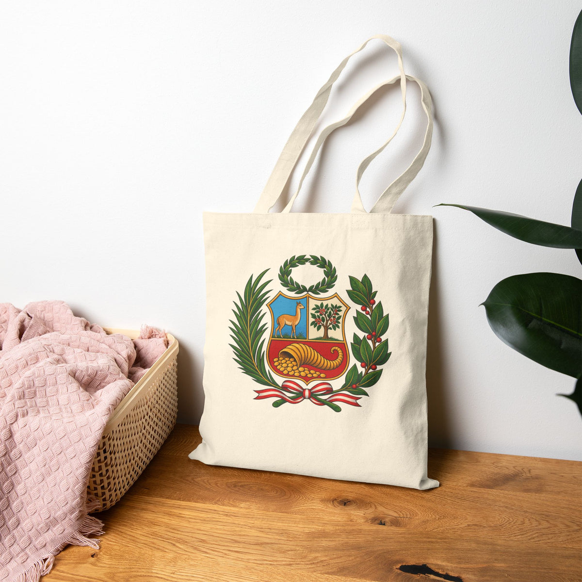 Best Peru Coat of Arms Tote Bag - Escudo Canvas Gift