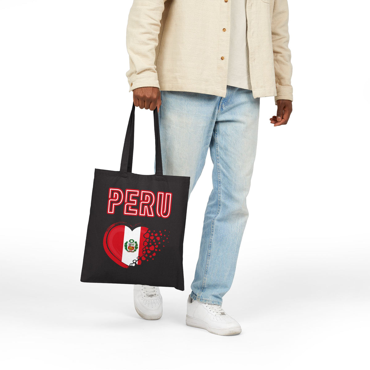 Best Peru Heart Flag Canvas Tote Bag