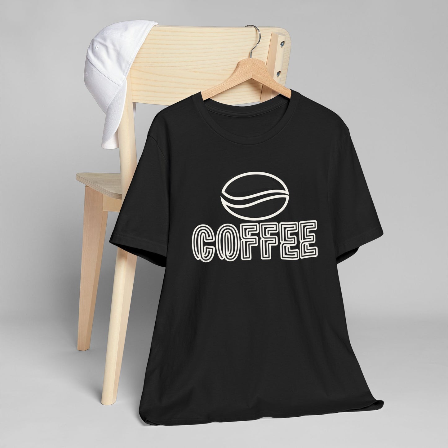 Black Coffee Logo T-Shirt – Minimalist Coffee Bean Graphic Tee for Coffee Lovers (USA Only)