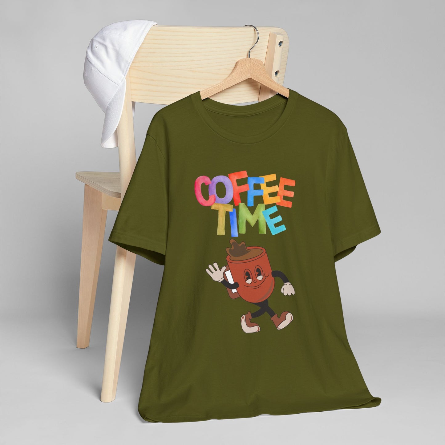 Coffee Time Retro T-Shirt – Fun Cartoon Coffee Cup Graphic Tee for Coffee Lovers (USA Only)
