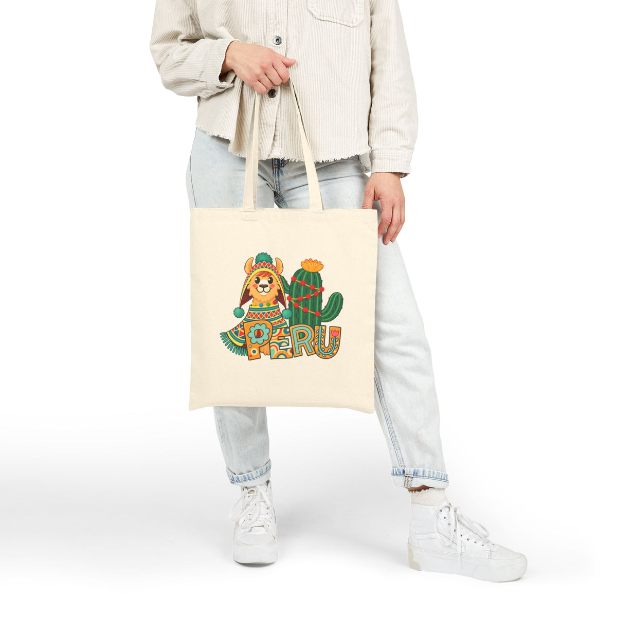 Best Peru Llama Cactus Canvas Tote Bag