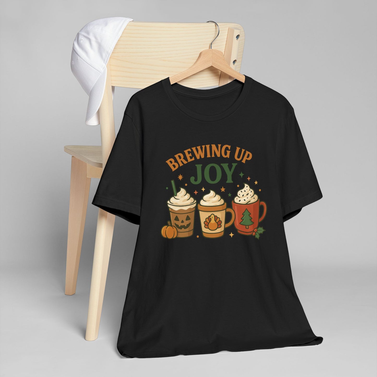 🎃🦃🎄 Brewing Up Joy Unisex T-Shirt USA | Holiday Coffee Tee