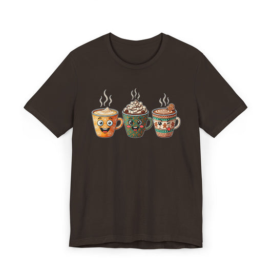☕🎄 Holiday Coffee Mugs Unisex T-Shirt USA | Festive Coffee Tee