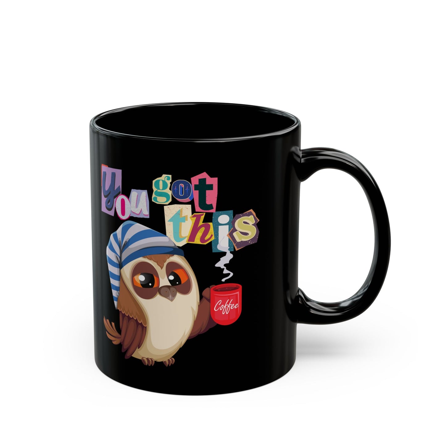 Best Black Coffee Mug with Sleepy Owl's Wake-Up Call: Midnight Motivator