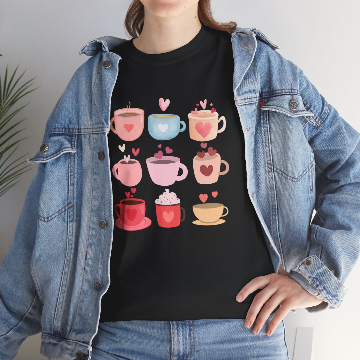 Best Unisex Coffee T-Shirt "Coffee Mugs Hearts"