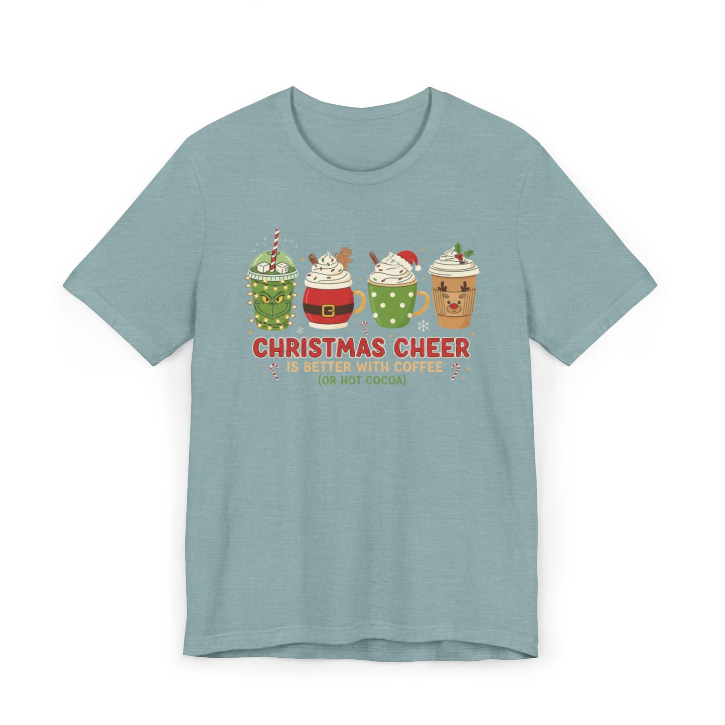 🎄☕ Christmas Cheer Coffee T-Shirt USA | Holiday Coffee & Cocoa Tee