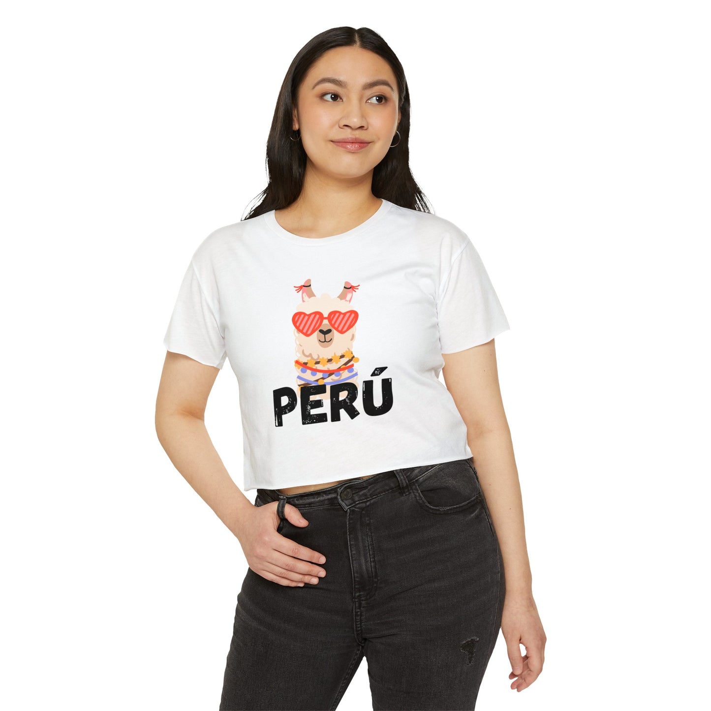 Peruvian Crop Top "Peru Llama Heart"