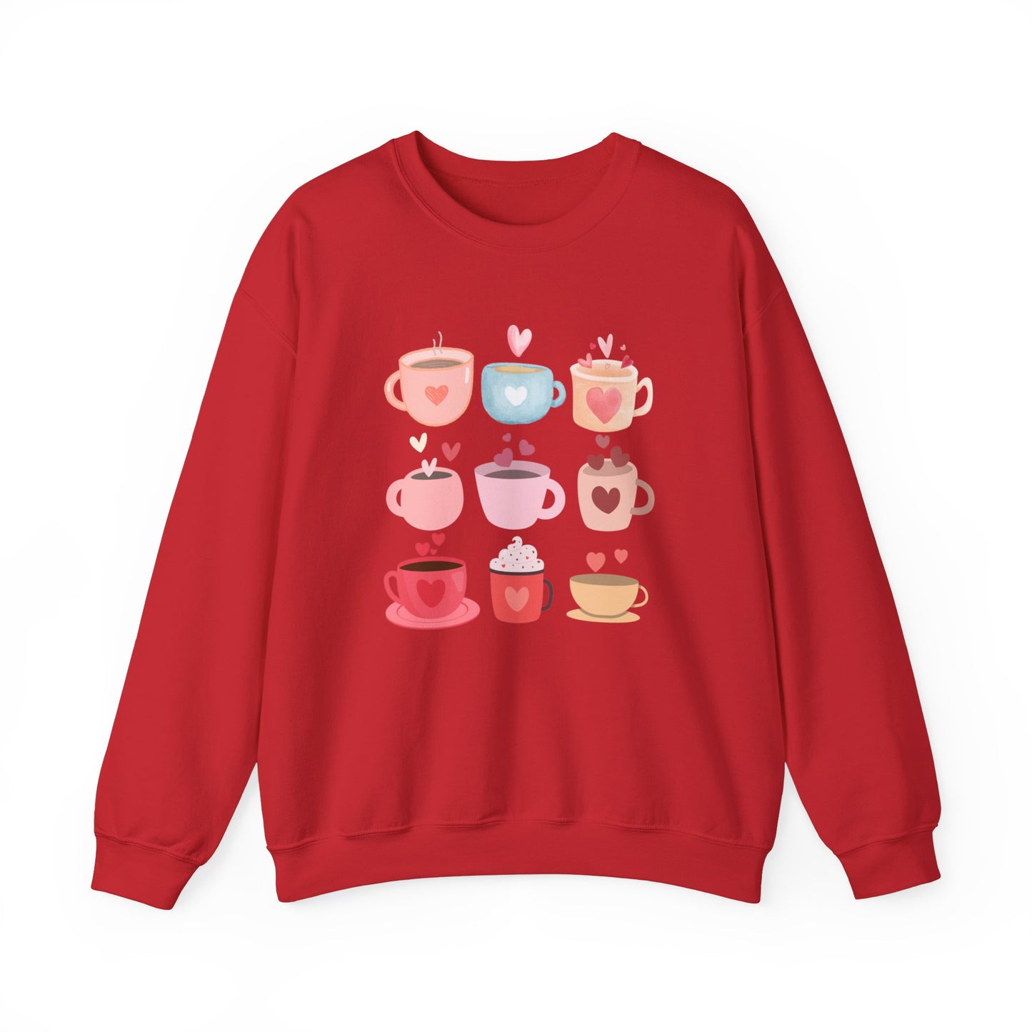 Best Unisex Coffee Sweatshirt "Coffee Mugs Hearts"