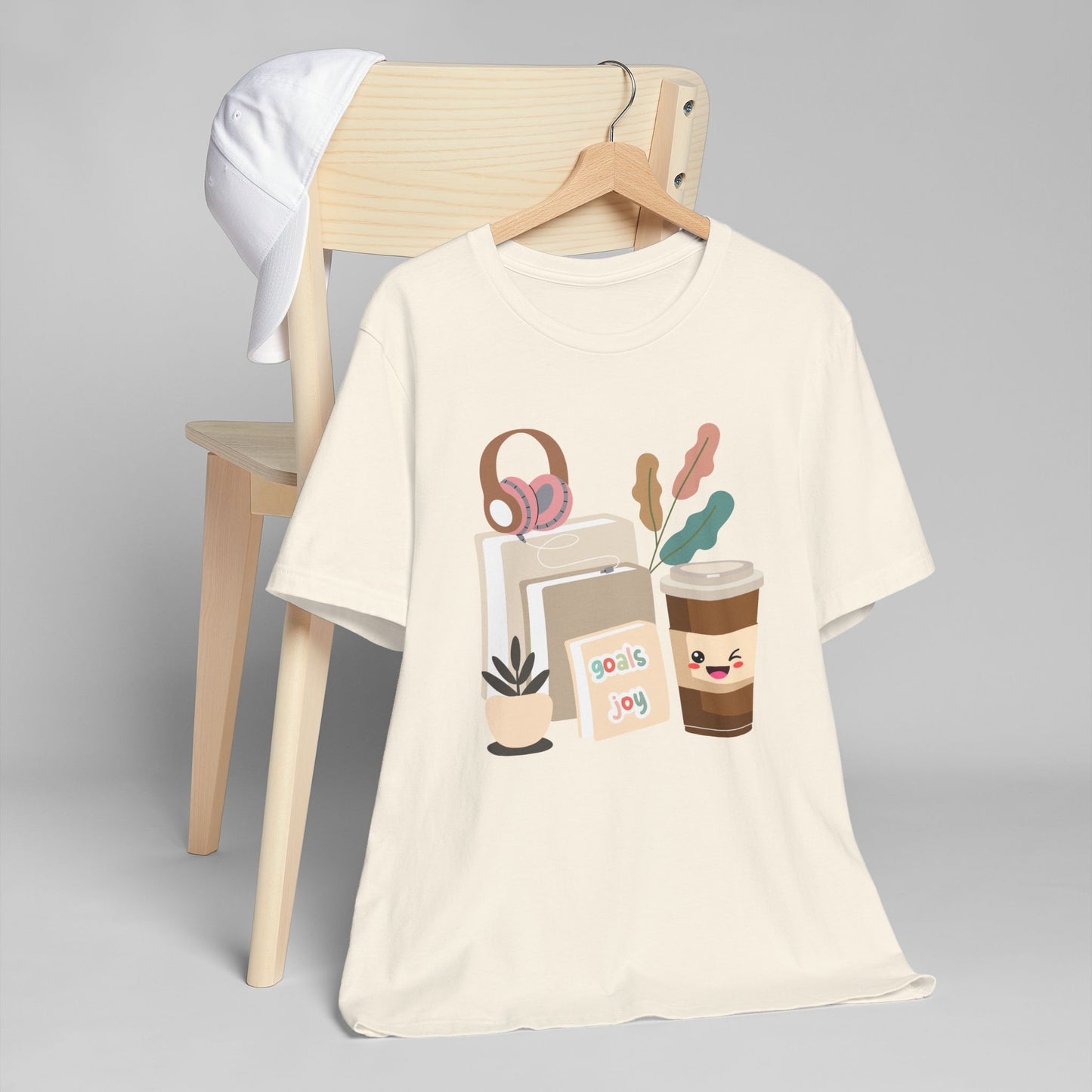 Goals & Joy Coffee T-Shirt – Cute Motivational Graphic Tee for Coffee Lovers (USA Only)