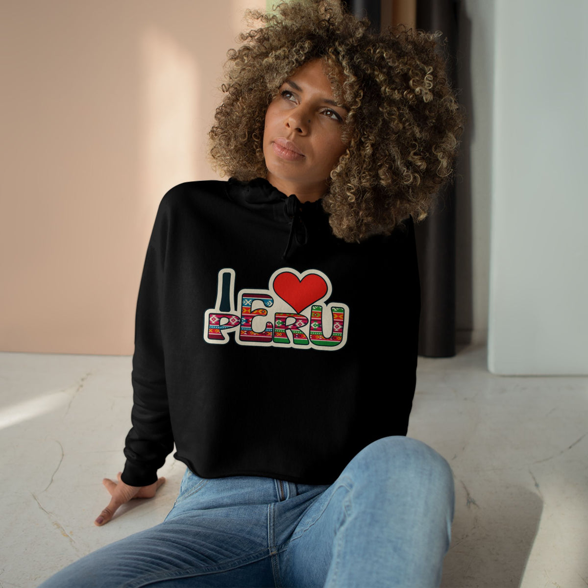Best Andean Textile Peru Crop Hoodie - I Love Peru Gift