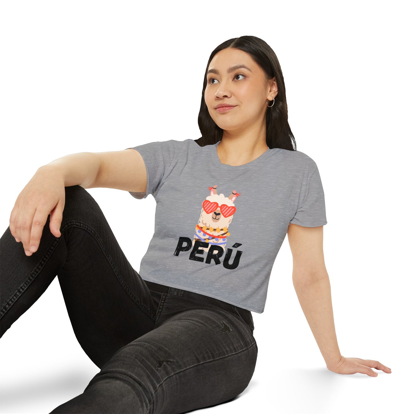 Peruvian Crop Top "Peru Llama Heart"