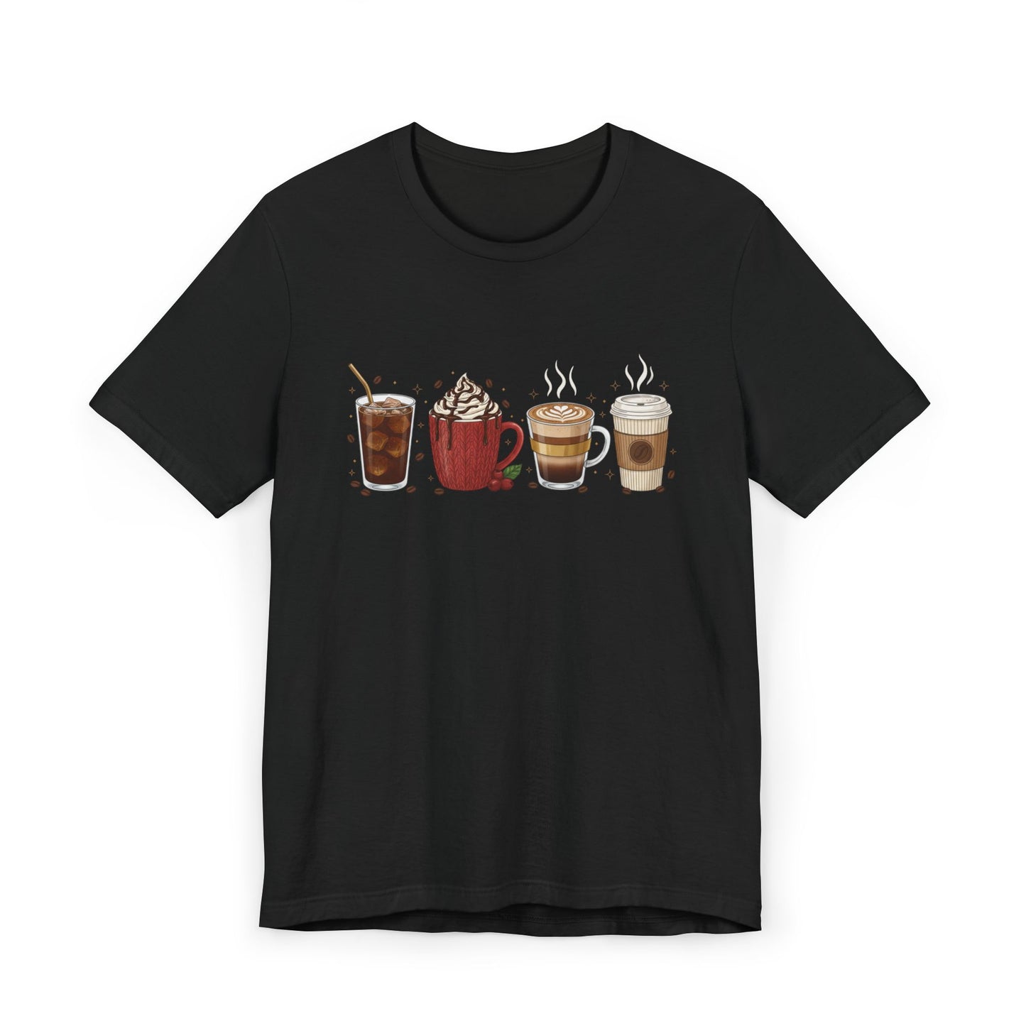 ☕ Holiday Coffee Drinks Unisex T-Shirt USA | Coffee Lovers Tee