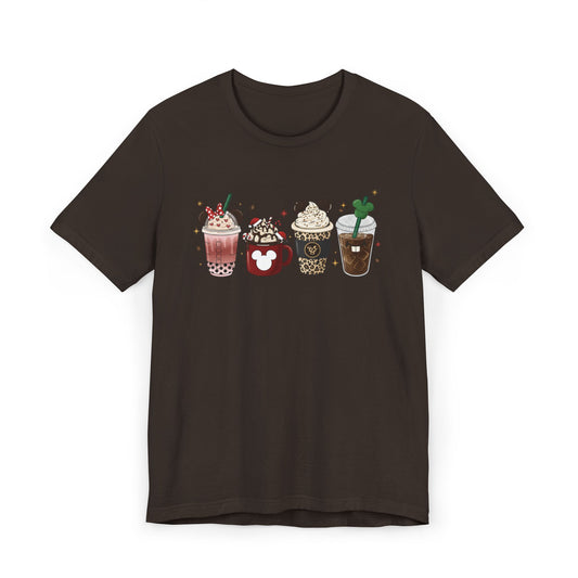 🎀☕ Cute Holiday Coffee Cups T-Shirt USA | Coffee Lovers Tee