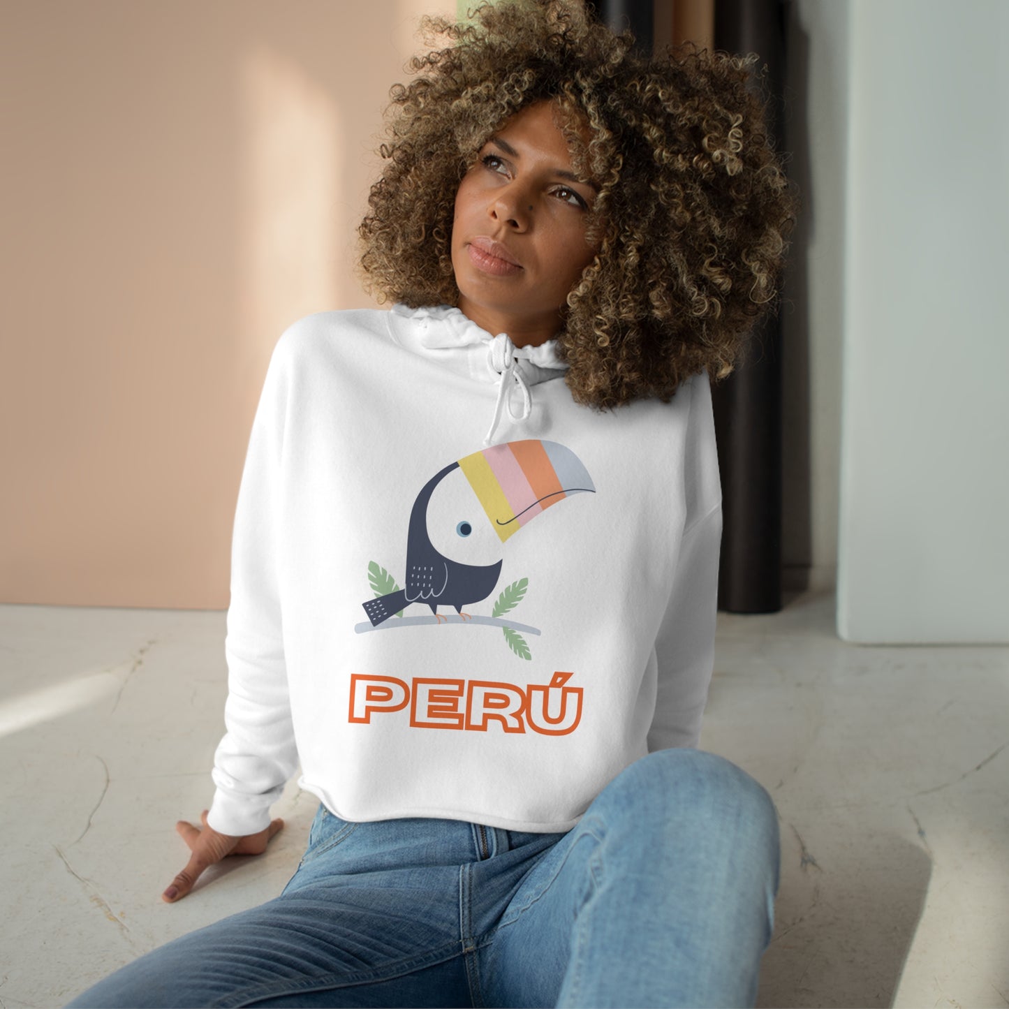 Peruvian Crop Hoodie "Tucan Peru"