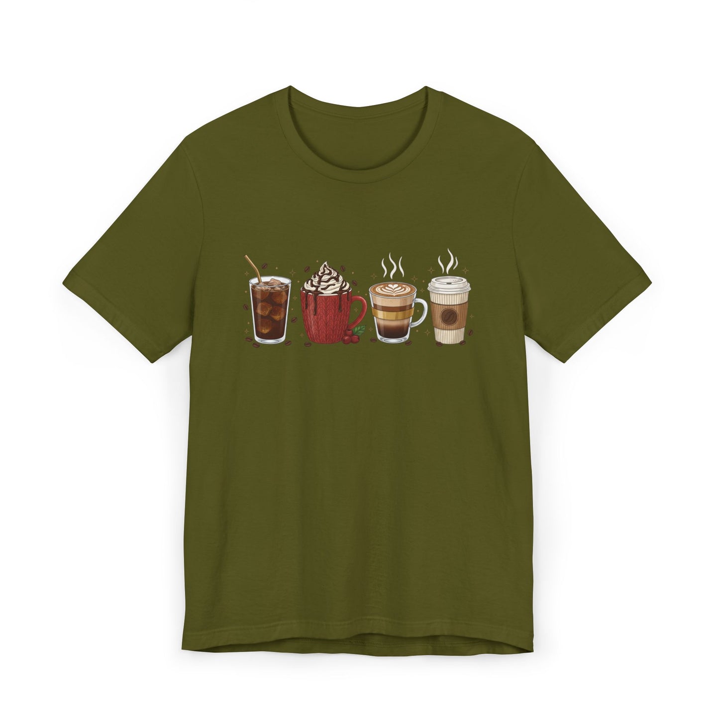 ☕ Holiday Coffee Drinks Unisex T-Shirt USA | Coffee Lovers Tee