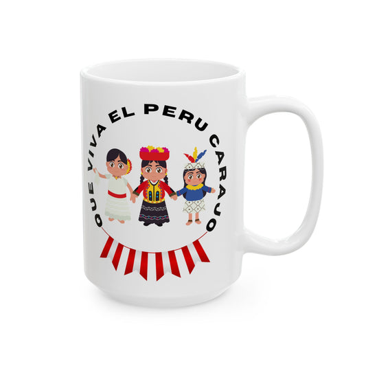 Best Peruvian Ceramic Coffee Mug, (11oz, 15oz) "PERU Costa, Sierra y Selva"