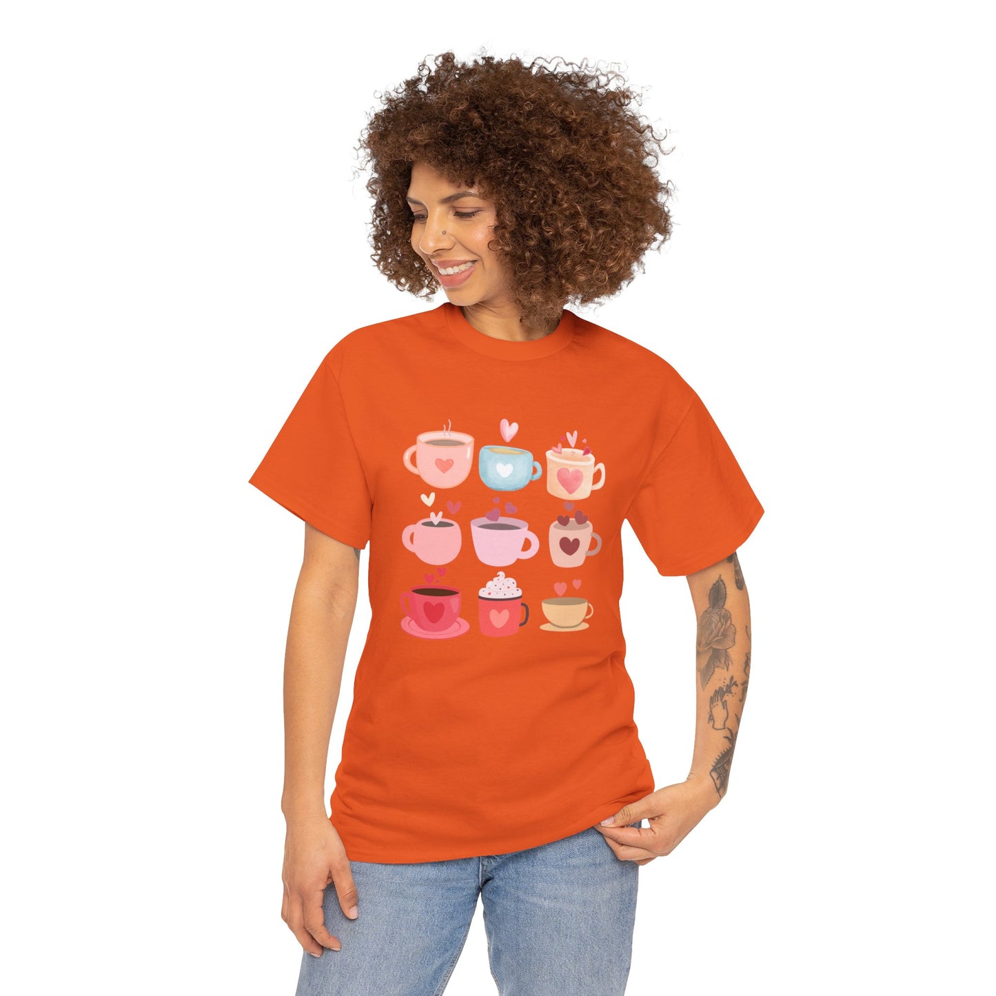 Best Unisex Coffee T-Shirt "Coffee Mugs Hearts"