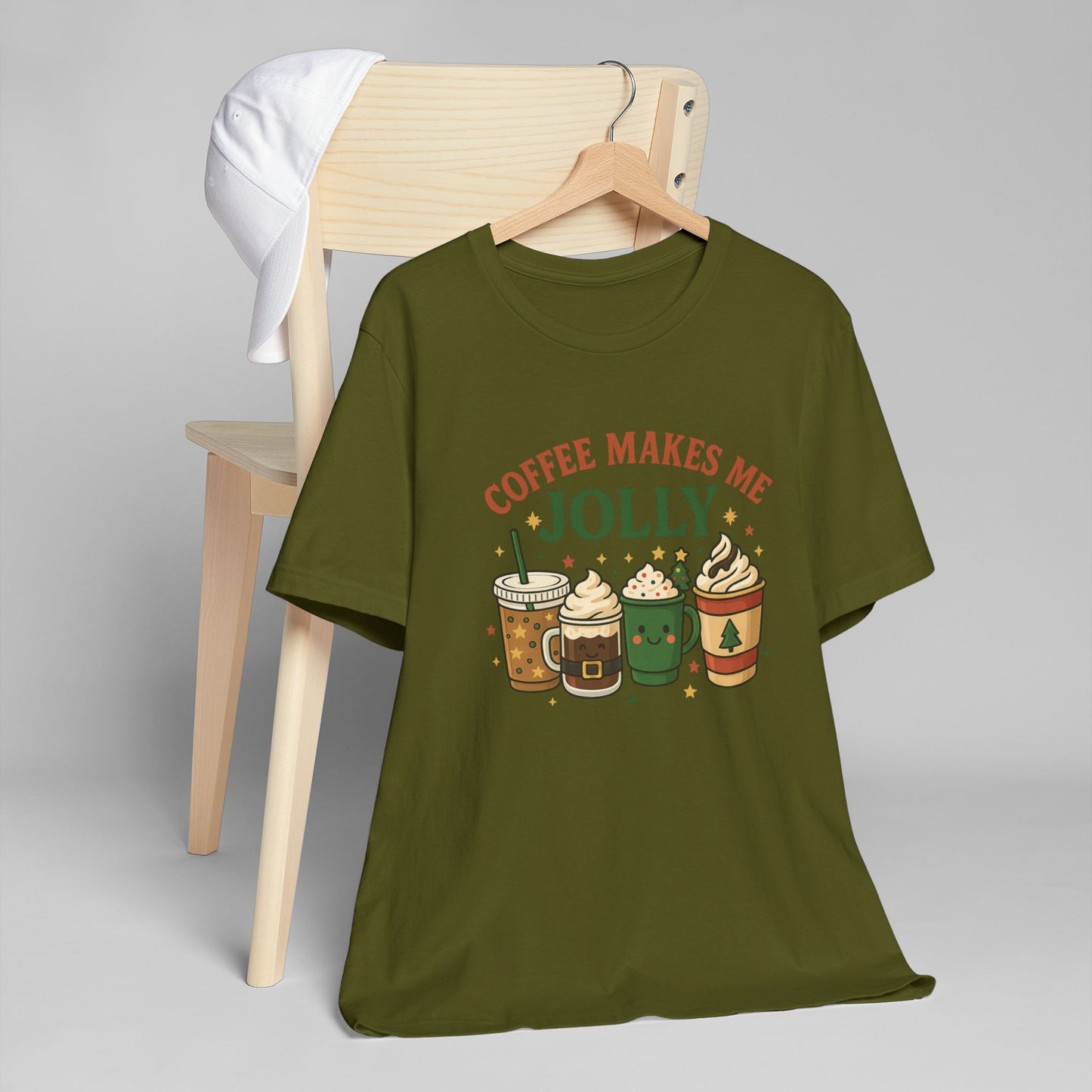 ☕ Coffee Makes Me Jolly Unisex T-Shirt USA | Holiday Coffee Tee