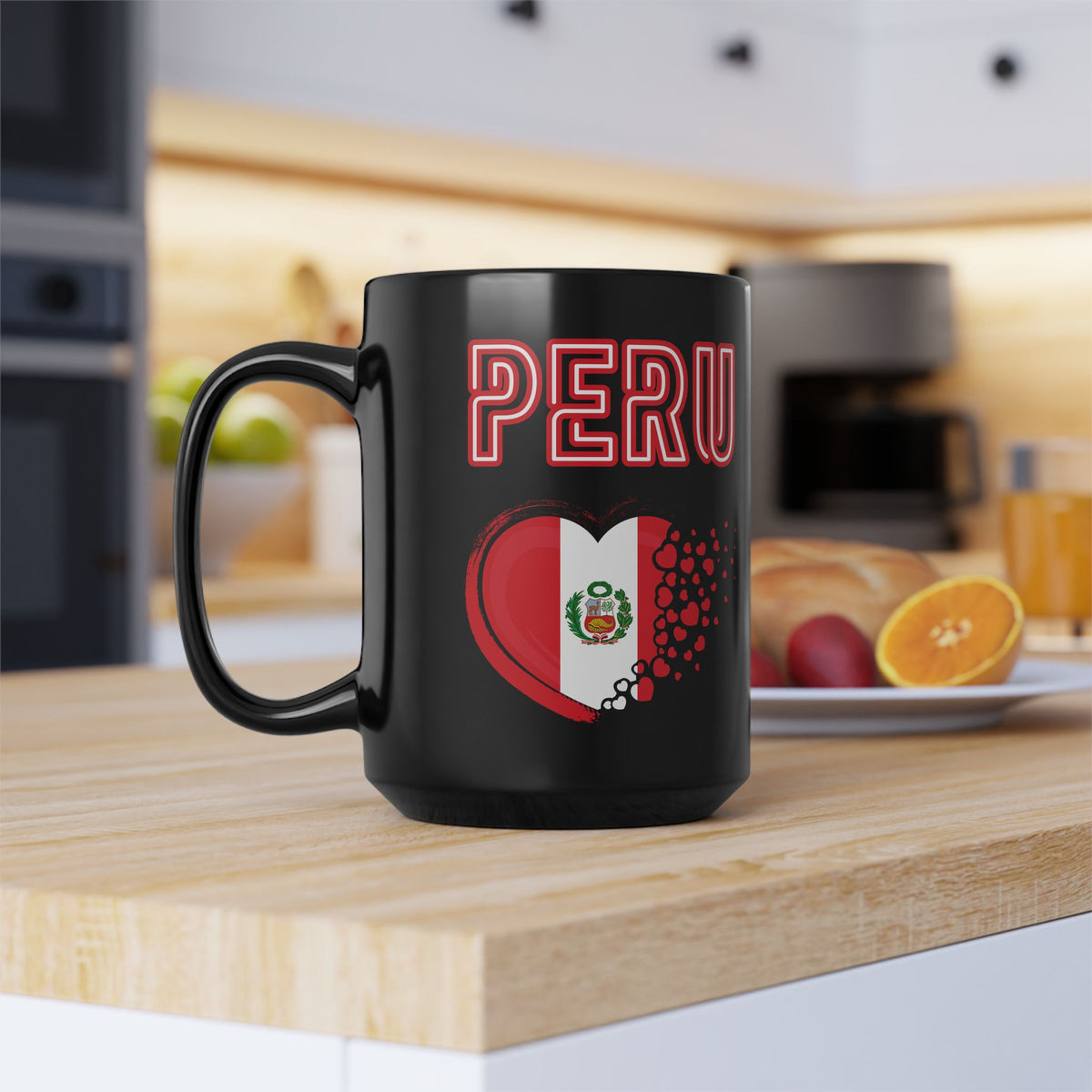 Best Peruvian Black Coffee Mug "Peru Heart Flag"